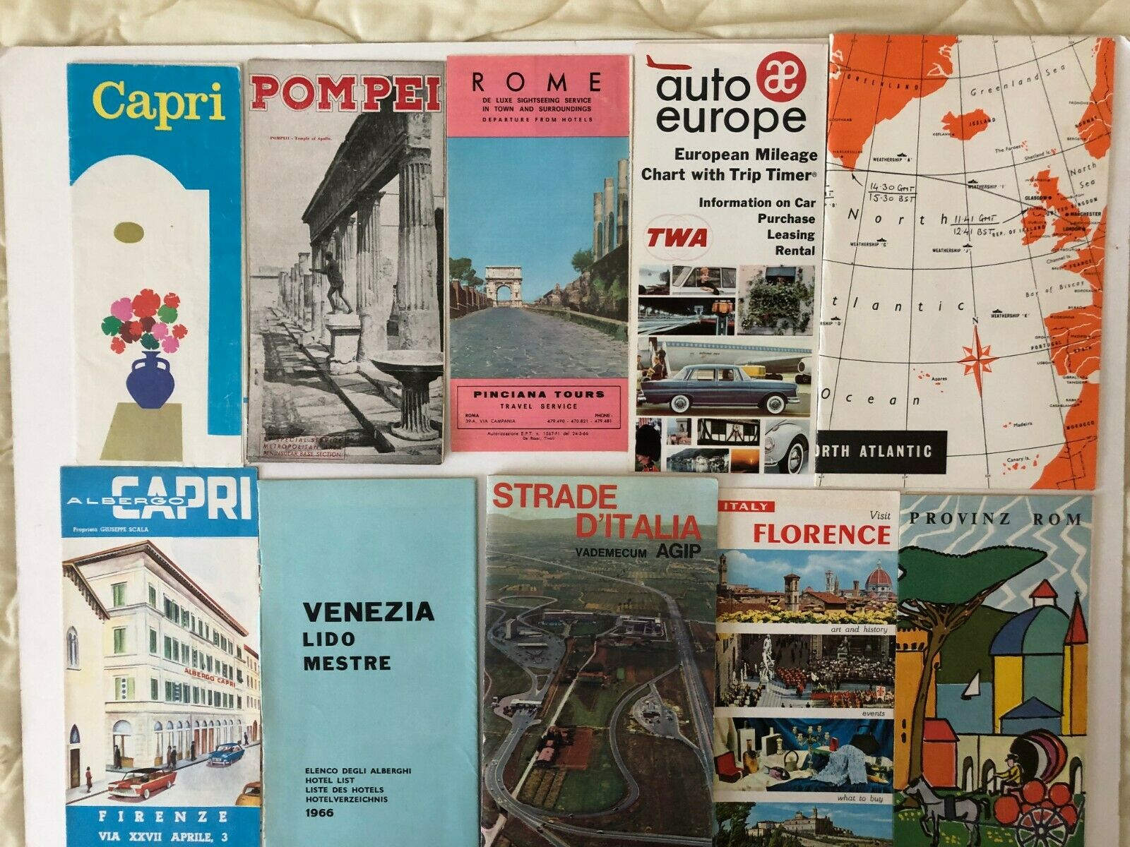 Lot Of 16 Italian City Tourist Maps And Folding Italy Map Circa 1960's