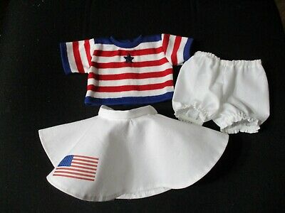 New Handmade Patriotic Circle Skirt, Shirt & Pantie For 14" Tiny Thumbelina