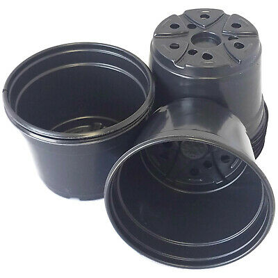 5 Inch Round Black Plastic Pots - Set Of 25 - (5" X 3.6")  Flower Pot Nursery