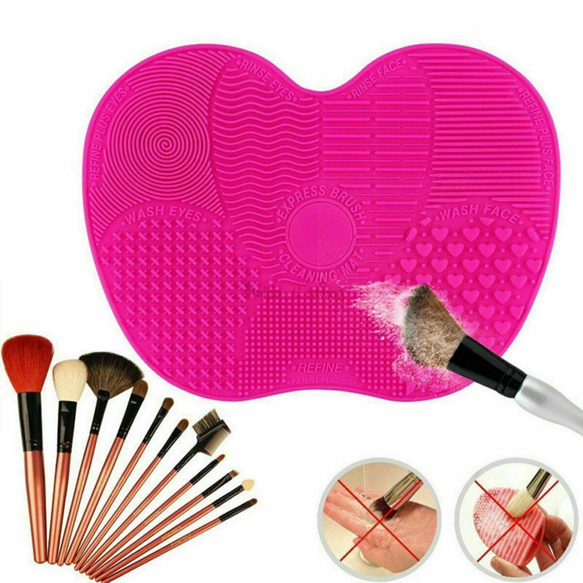 Red-silicone Makeup Brush Cleaner Pad Washing Scrubber Board Cleaning Mat Tool