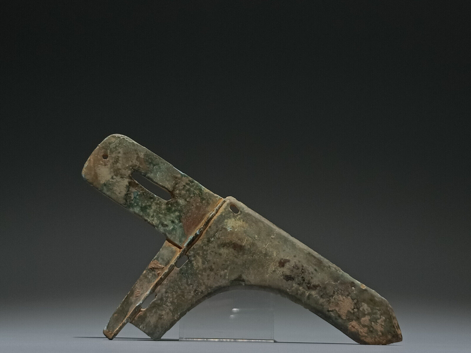 China Warring States Period Long-range Weapon Bronze Body Inscription Dagger-axe