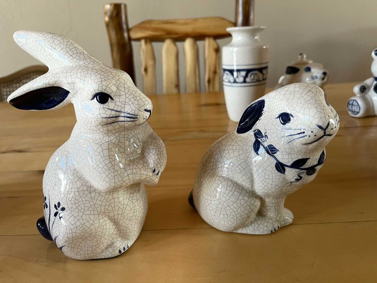 Dedham Pottery Potting Shed. Two Bunny Rabbits