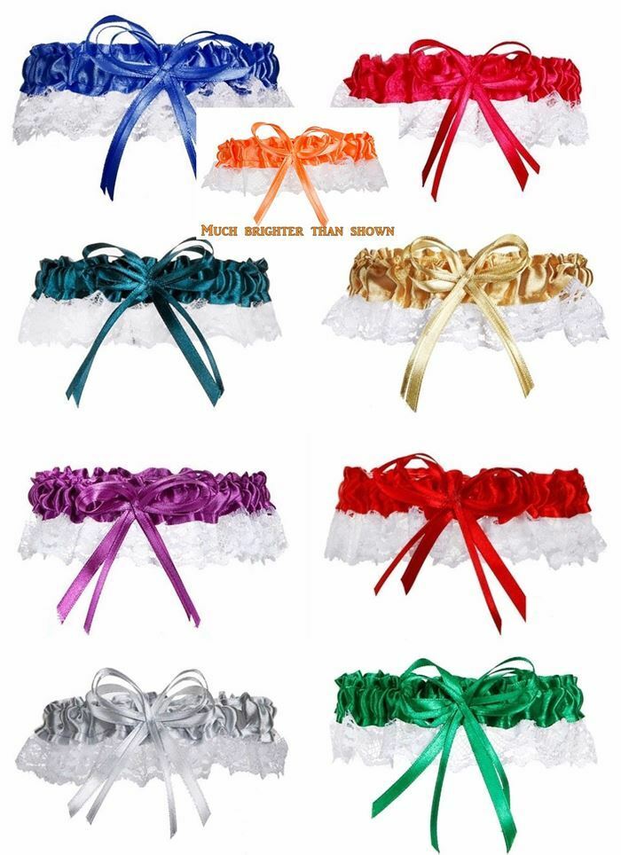New Wedding Or Prom Garter Choose From 9 Great Colors Sexy Lace Trim & Bow Nwt