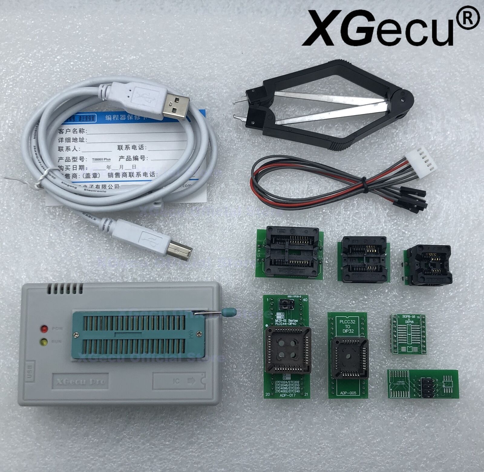 Xgecu Programmer Tl866ii Plus For Spi Flash Nand Eprom Mcu Pic Avr Gal+7 Adapter