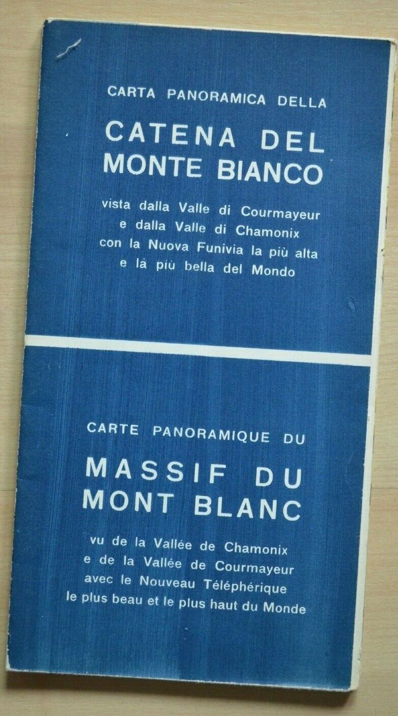 Vintage Tabacco Map Mont Blanc Panoramic Tourist Chamonix Courmayeur Tramway