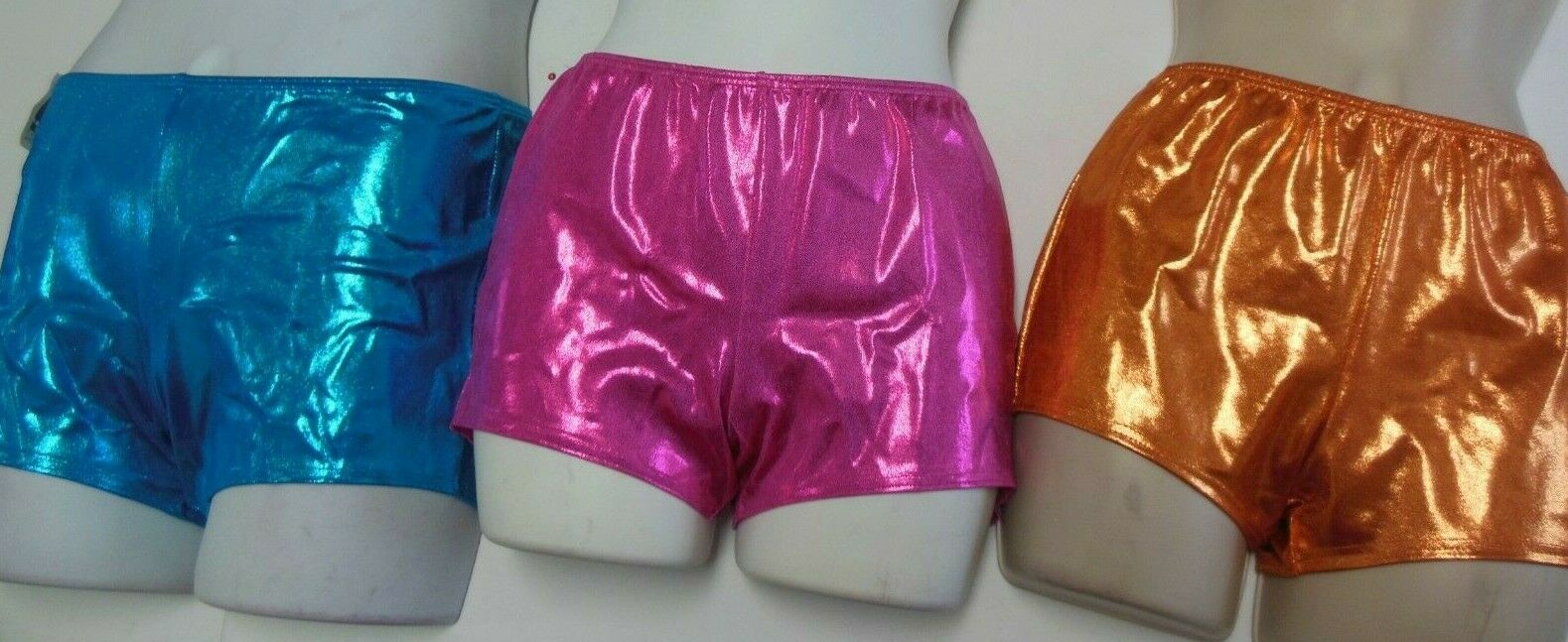 Booty Shorts Foil Metallic Adult 5 Color Choices Jazz Dance Cheer Skate
