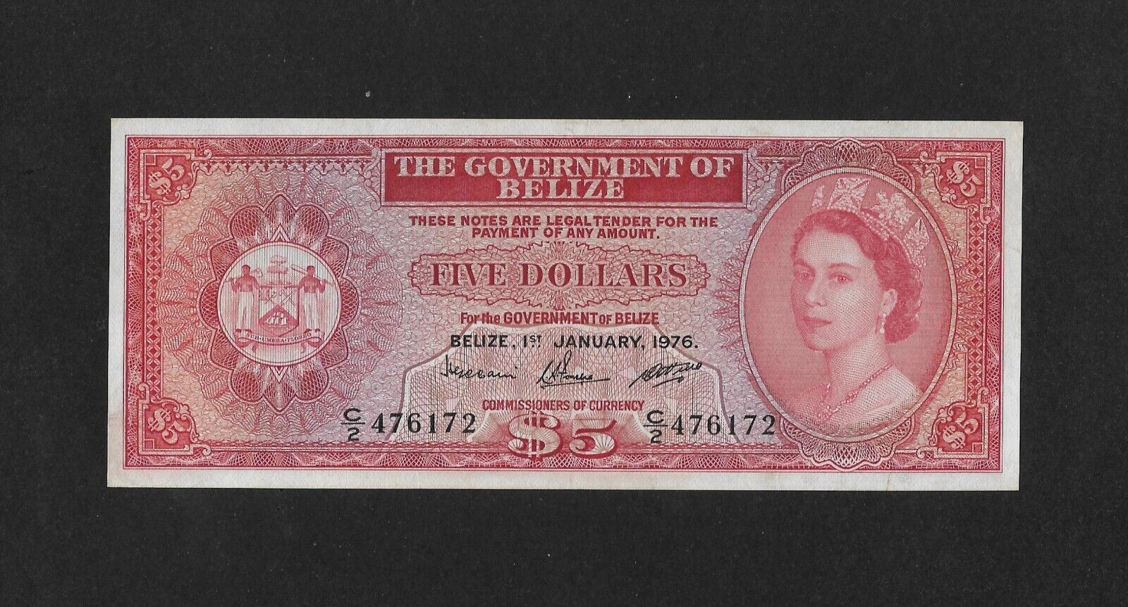 Ef+ 5 Dollars 1976 Belize - British Honduras England